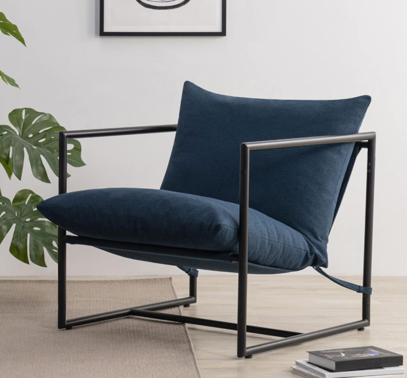Black Iron Frame "Light Luxury" Lounge Chair
